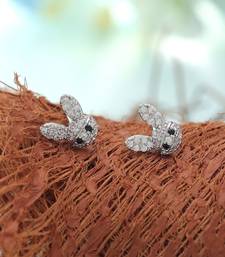 Silver color american diamond earrings with crystal design