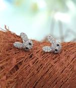 Silver color american diamond earrings with crystal design