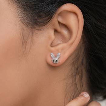 Silver color american diamond earrings with crystal design 2