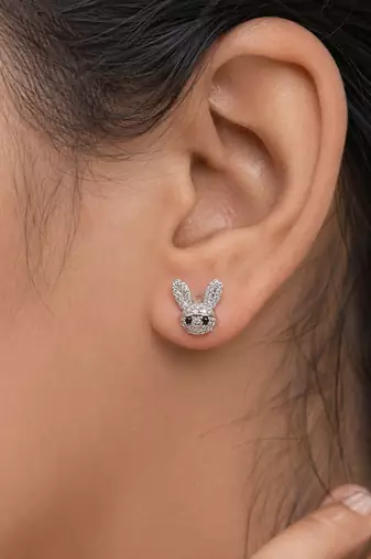 Silver color american diamond earrings with crystal design