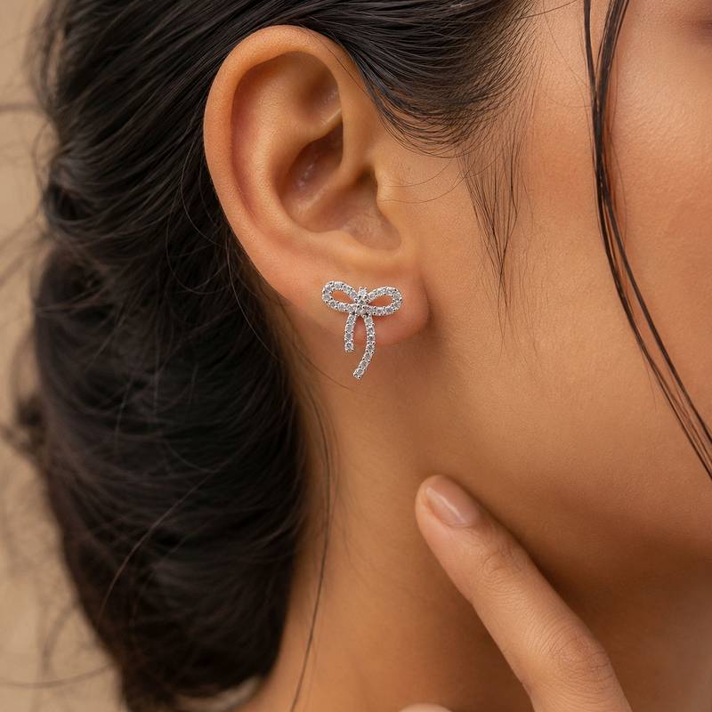 Silver color american diamond earrings with everyday style