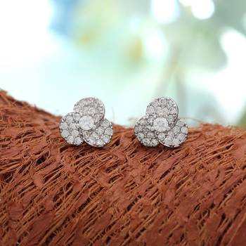 Silver color american diamond earrings with party wear design 1