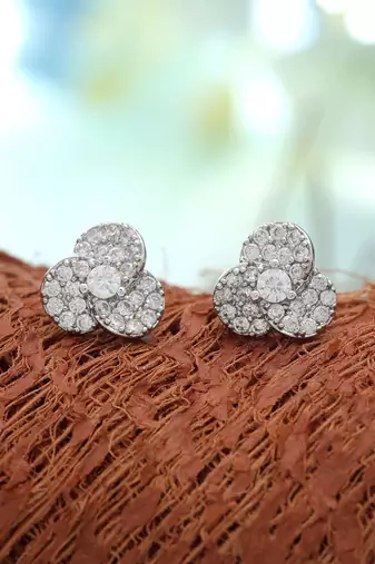 Silver color american diamond earrings with party wear design