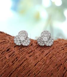 Silver color american diamond earrings with party wear design