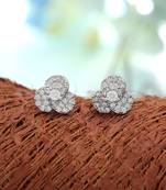 Silver color american diamond earrings with party wear design