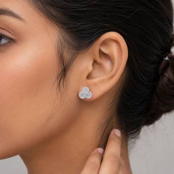 Silver color american diamond earrings with party wear design 2