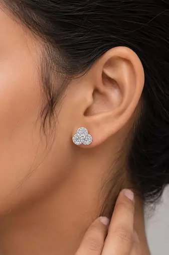 Silver color american diamond earrings with party wear design