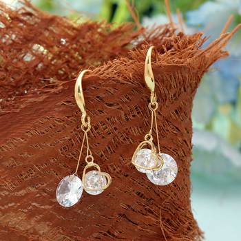 White color american diamond earrings with elegant style 1