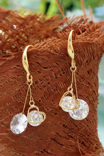White color american diamond earrings with elegant style