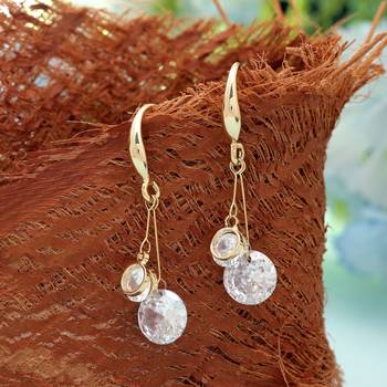 White color american diamond earrings with crystal finish 1