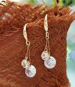 White color american diamond earrings with crystal finish