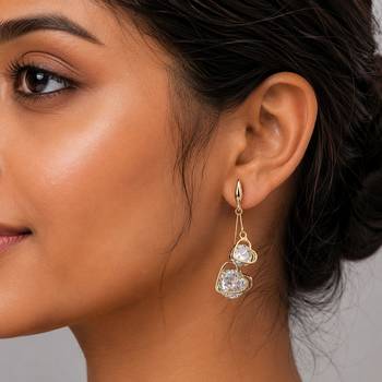 White color american diamond earrings with sparkling design 2