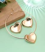 Gold color heart shape anti tarnish hasli necklace set