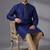 Blue silk kurta with embroidery work for men;s