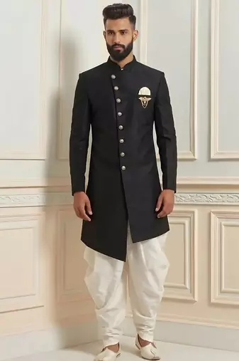 Indo sherwani silk kurta with embroidery work for men;s