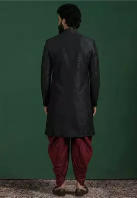 Indowestern sherwani silk kurta with embroidery work for men;s 2