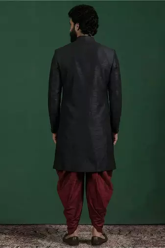 Indowestern sherwani silk kurta with embroidery work for men;s