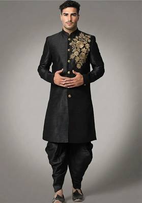 Indowestern sherwani silk kurta with embroidery work for men;s 1
