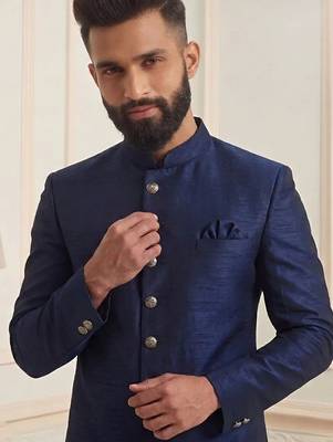 Indowestern sherwani silk kurta with embroidery work for men;s 2