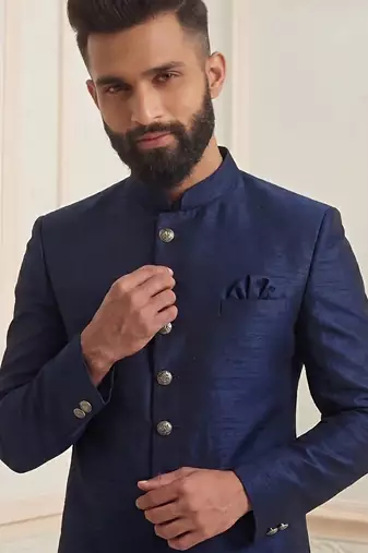 Indowestern sherwani silk kurta with embroidery work for men;s