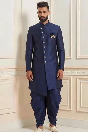 Indowestern sherwani silk kurta with embroidery work for men;s