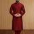Red plain silk kurta for men's