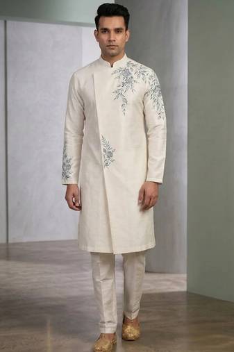 Cream sherwani for mens