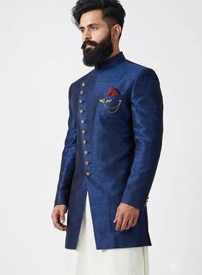 Blue indo silk sherwani for mens 2
