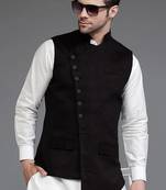 Black jacket kurta set for men's