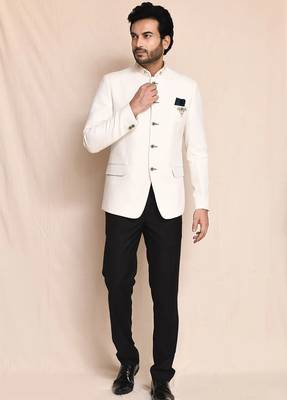 Cream bandhgala black pant for men's 1