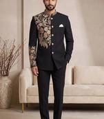 Black silk jodhpuri for men's wear