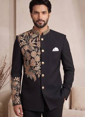 Black silk jodhpuri for men's wear 3