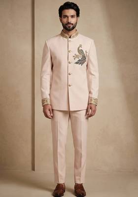 Cream silk jodhpuri for men's wear 1
