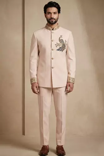 Cream silk jodhpuri for men's wear