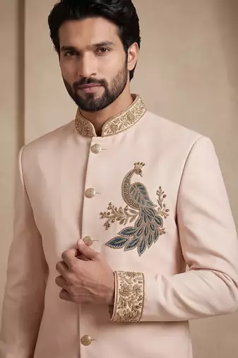 Cream silk jodhpuri for men's wear