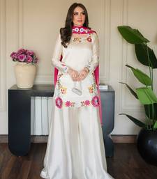 Embroidered Roman Glass Silk Straight Kurta Sharara and Dupatta Set