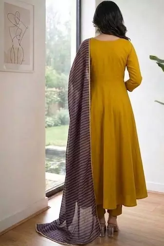 Embroidered Chanderi Flared Kurta Pant and Dupatta Set