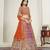 Orange & Rani Pink Embroidered Faux Georgette Lehenga Choli with Dupatta