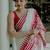 White linen geometric printed casual saree with blouse piece