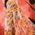 Yellow linen floral printed casual saree with blouse piece