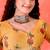 Yellow linen floral printed casual saree with blouse piece