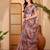 Pink linen floral printed casual saree with blouse piece