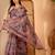Pink linen floral printed casual saree with blouse piece
