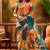 Multicolor linen floral printed casual saree with blouse piece