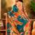 Multicolor linen floral printed casual saree with blouse piece