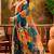 Multicolor linen floral printed casual saree with blouse piece