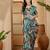 Blue linen floral printed casual saree with blouse piece