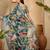 Blue linen floral printed casual saree with blouse piece