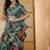 Blue linen floral printed casual saree with blouse piece