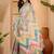 Sky blue linen geometric printed casual saree with blouse piece